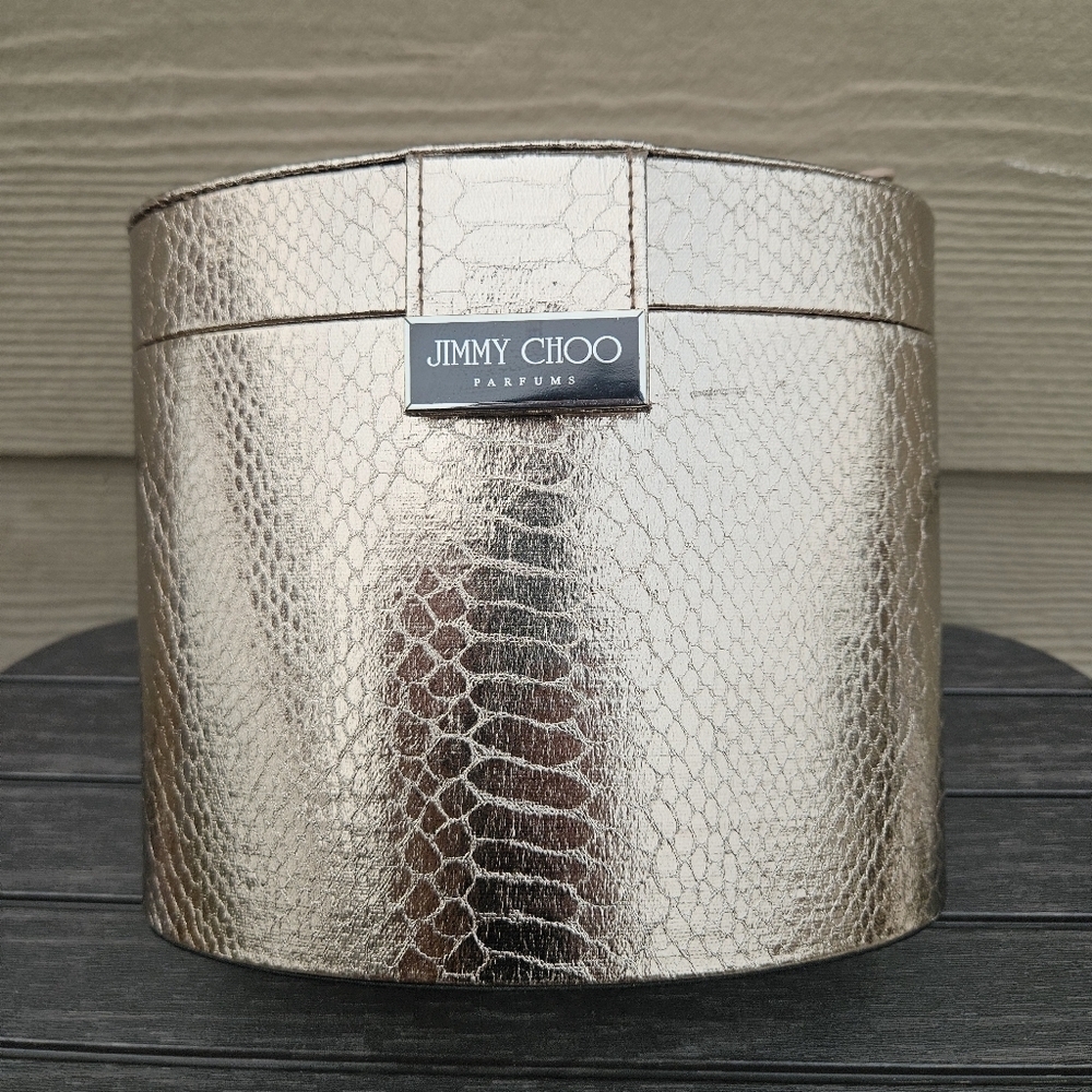 Jimmy Choo Metallic Bronze Snakeskin Cosmetics Vanity Case Lined and Felt Bottom